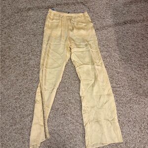 NWT Zara Butter Yellow Straight Leg Satin Pants